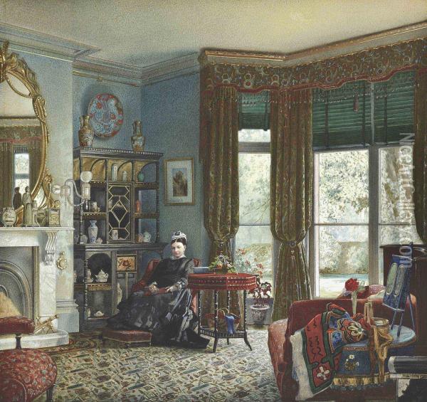 Lady Seated In Her Morning Room Oil Painting - Julius Ehrke