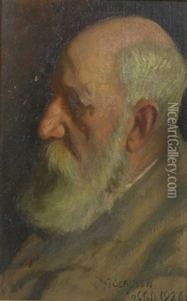 Head And Shoulder Portrait Of Charles George Danford (+ Another, Prepatory Drawing; 2 Works) Oil Painting - Sir George Clausen