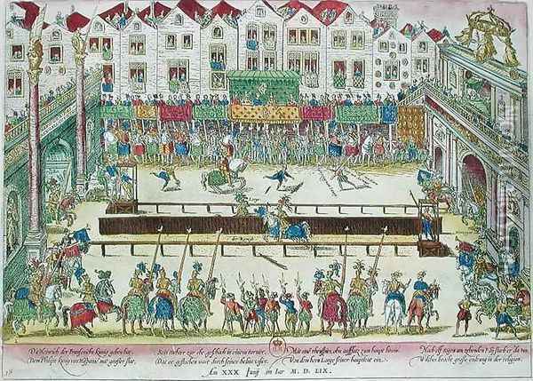 Tournament during which Henri II 1519-59 was injured by the Count of Montgomery and died ten days later Oil Painting - Franz Hogenberg