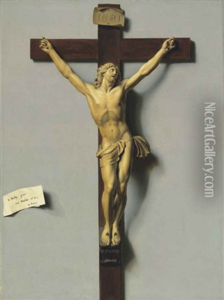 A Trompe L'oeil Of An Ivory And Wood Crucifix Oil Painting - Louis Leopold Boilly