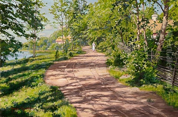 Sommarpromenad Oil Painting - Johan Fredrik Krouthen