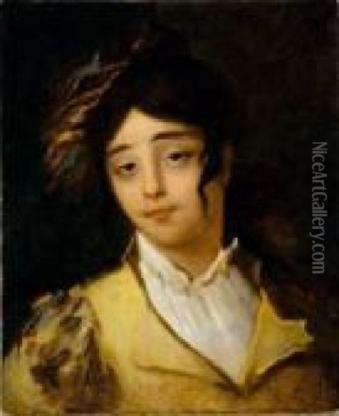 Portrait De Jeune Fille Espagnole Oil Painting - Eugenio Lucas Velasquez