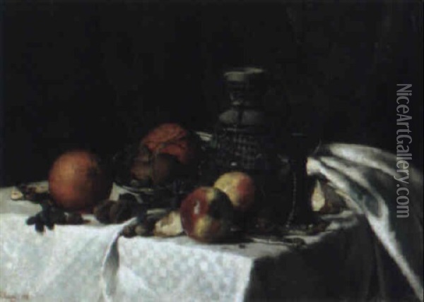 Stilleben Mit Orangen,  Apfeln Und Nussen Oil Painting - Hermine Lang-Laris