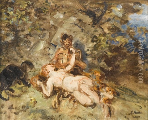 Faun Und Nymphe Oil Painting - Ludwig Knaus