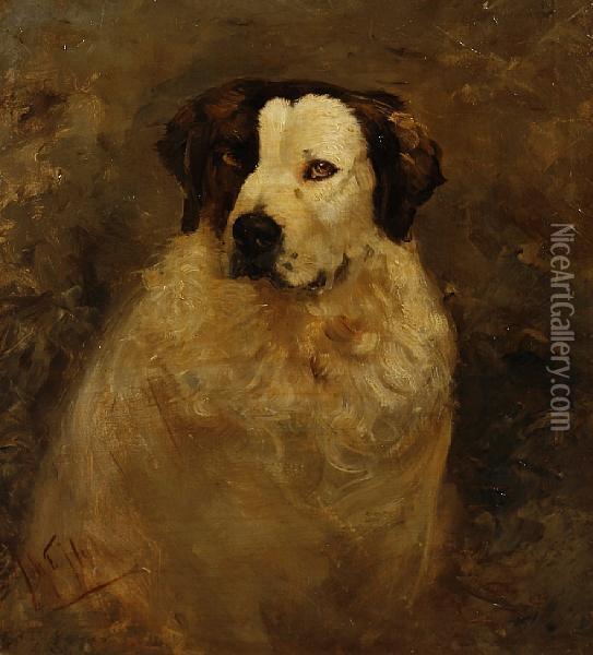 Portrait Of A Dog Oil Painting - Johannes Frederik Hulk, Snr.