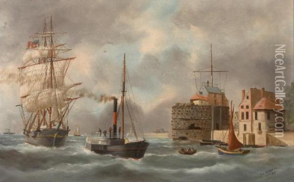 Nomme Peintre Officiel De La Marine En 1885 Oil Painting - Marie-Edouard Adam Of Le Havre