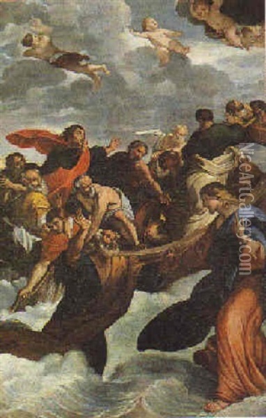 Cristo Salva San Pietro Dalle Acque Oil Painting - Giovanni Lanfranco