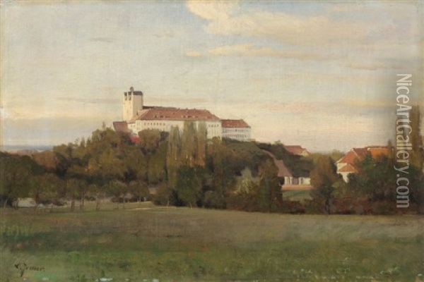 Baumbestandene Landschaft Mit Kloster Oil Painting - Carl Irmer