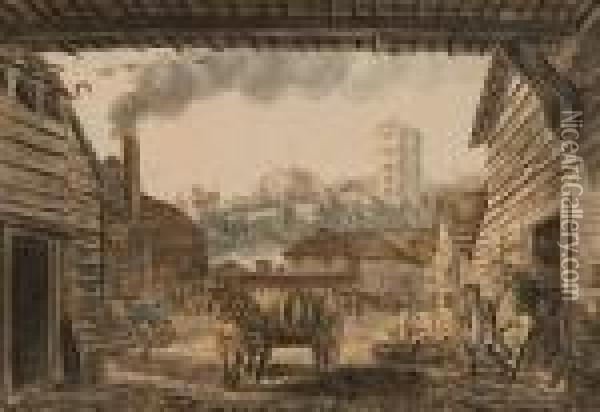Windsor From Mr Isherwood's Brewhouse Indatchet Lane Oil Painting - Paul Sandby