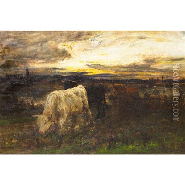 Twixt The Gloamin And The Mirk Oil Painting - Joseph Denovan Adam