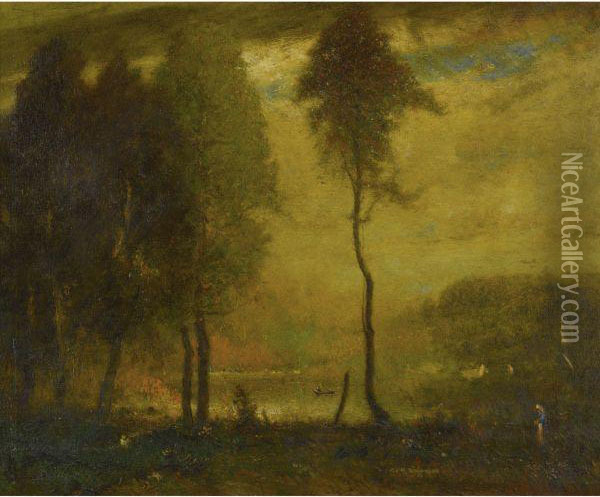 The Pond - Late Afternoon Oil Painting - Elliott Daingerfield