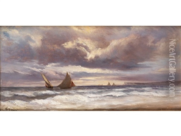 Boote Auf Sturmischer See Oil Painting - Baron Jean Antoine Theodore Gudin