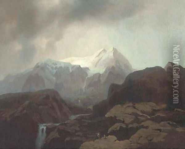 A mountainous landscape, possibly Canada Oil Painting - Otto Reinhard Jacobi