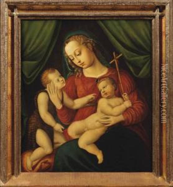 Madonna And Child With The Infant Saint John The Baptist Oil Painting - Vincent Sellaer