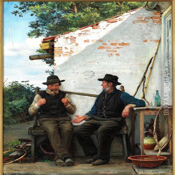 En Samtale Mellem To Fiskere Oil Painting - Carl Bloch