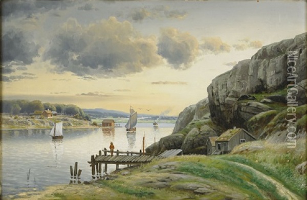Kustlandskap Oil Painting - Frithjof Smith-Hald