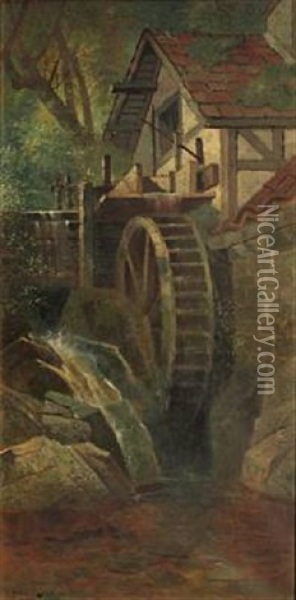 An Old Mill Near Sheffield, England Oil Painting - Edwin Deakin