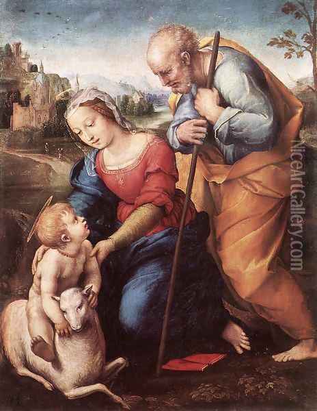 The Holy Family with a Lamb Oil Painting - Raffaelo Sanzio