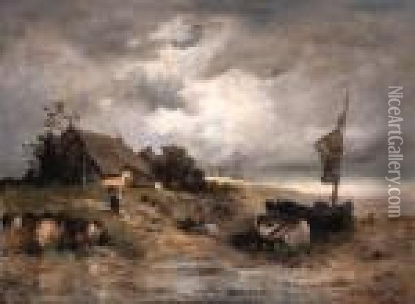 A Farm House By The Sea Oil Painting - Leon Richet