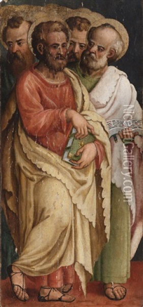 Die Heiligen Ermacora Und Fortunato; Die Vier Evangelisten (pair) Oil Painting - Francesco Floreani