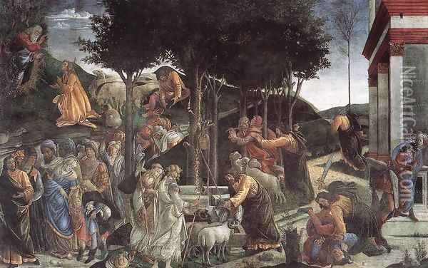 The Trials and Calling of Moses 1481-82 Oil Painting - Sandro Botticelli
