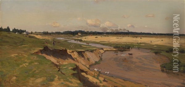 View Of A Vilno Suburb Oil Painting - Vladimir Donatovitch Orlovsky