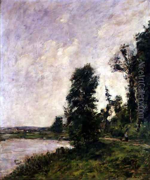 Along the Touques, c.1890-91 Oil Painting - Eugene Boudin