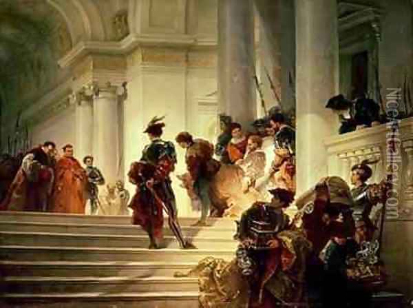 Cesare Borgia leaving the Vatican Oil Painting - Giuseppe-Lorenzo Gatteri