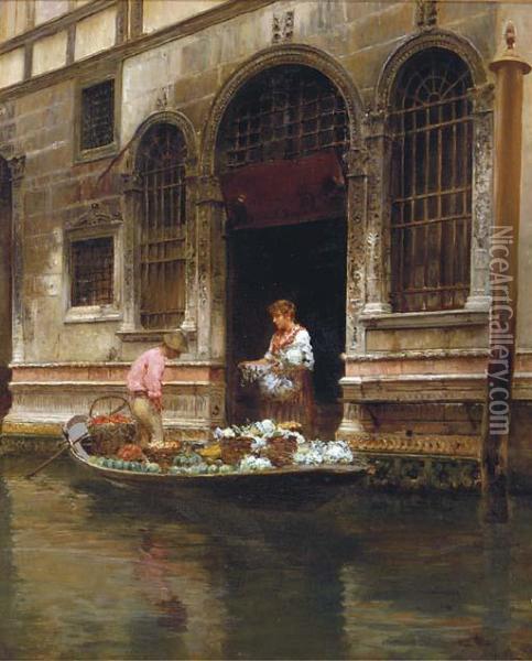 The Flower Seller Oil Painting - Vincenzo Caprile