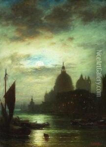 Venedig Bei Mondlicht. Oil Painting - Conrad Hoff
