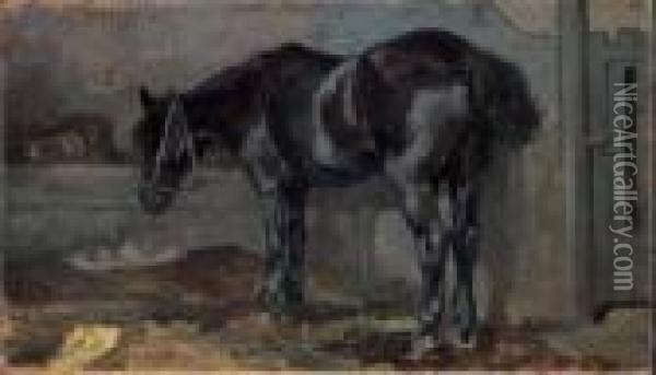 Cavallo Nella Stalla Oil Painting - Giovanni Fattori
