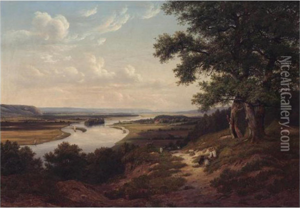 Elbendalen (the Elbe Valley) Oil Painting - Thomas Fearnley