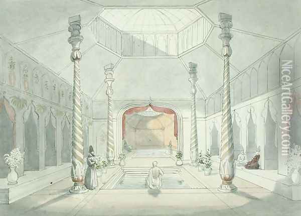 Interior of a Persian bath at Kermanshah Oil Painting - Charles Hamilton Smith