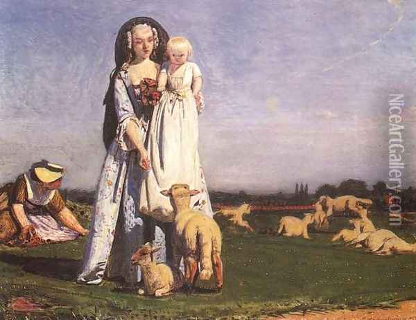 The Pretty Baa-Lambs I Oil Painting - Ford Madox Brown