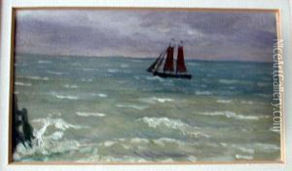 Segelschiff Auf Dem Meer Oil Painting - Friedrich Philipp Schmole
