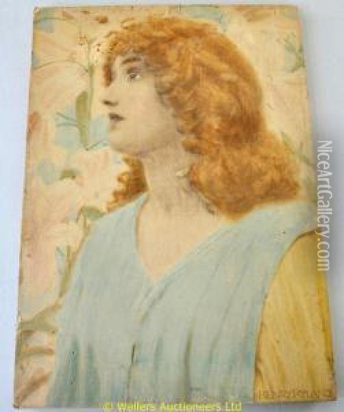 Girl With Lilies Oil Painting - Henry Ryland