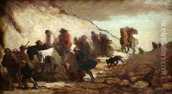 The Fugitives or The Emigrants Oil Painting - Honore Daumier