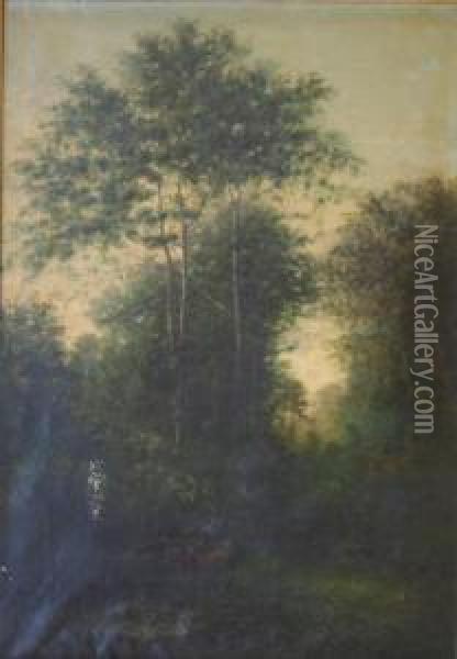 Cerfs En Sous Bois Oil Painting - Dieudonne Auguste Royer