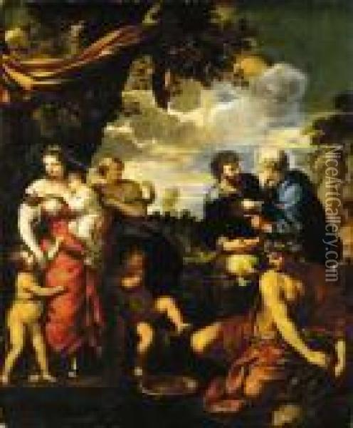 The Meeting Of Jacob And Laban Oil Painting - Pietro Da Cortona (Barrettini)