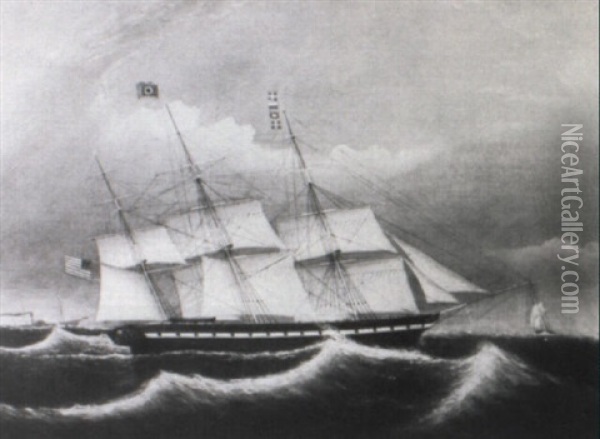 Portrait Of The Ship 'cape Cod' Oil Painting - Clement Drew