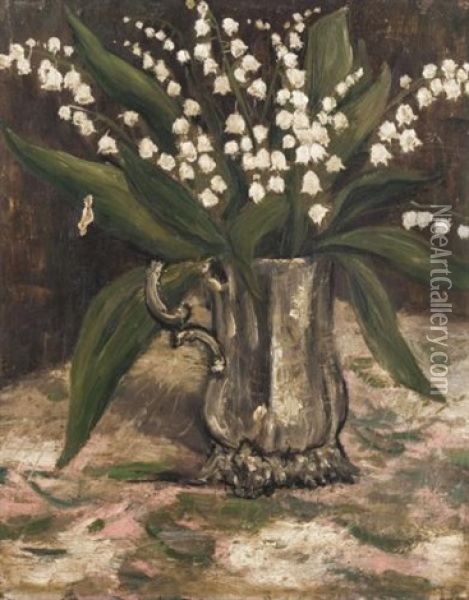 Still Life With Lily Of The Valley Oil Painting - Christopher Richard Wynne Nevinson