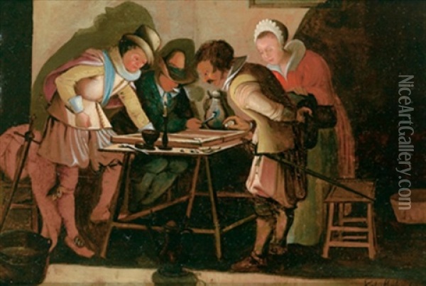 Tric Trac-spiel Bei Kerzenschein Oil Painting - Willem Pietersz Buytewech
