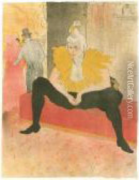 La Clownesse Assise (mademoiselle Cha-u-ka-o) (d. 180; A. 201; W. 156; Adr. 172) Oil Painting - Henri De Toulouse-Lautrec