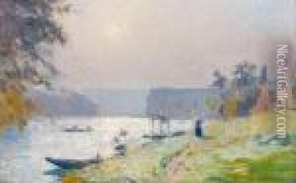 La Seine A Marly Oil Painting - Albert Lebourg