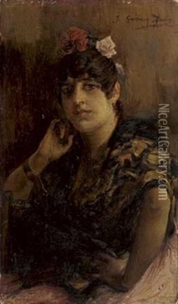 Portrait D'une Andalouse Oil Painting - Jose Garcia y Ramos