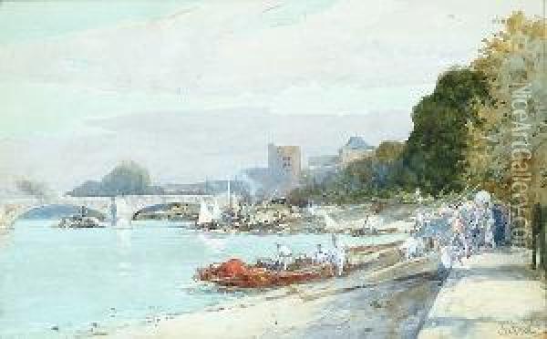 Putney Bridge Oil Painting - George Charles Haite