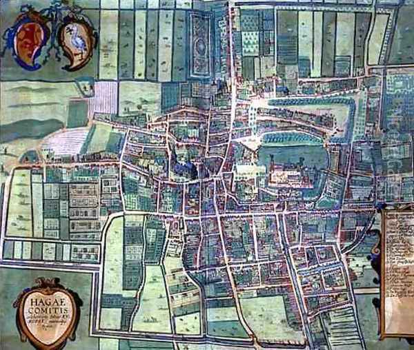 Map of the Hague from Civitates Orbis Terrarum Oil Painting - Joris Hoefnagel