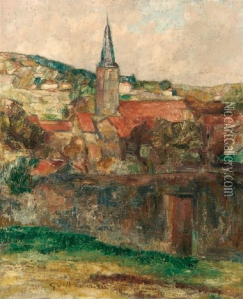 Village Sur La Riviere Oil Painting - Victor Guillaume