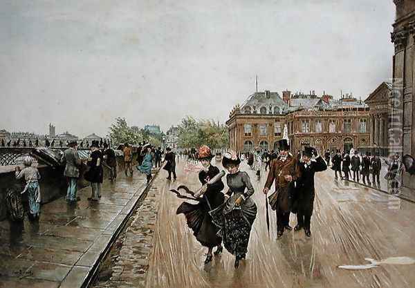 Un Coup de Vent, c.1889 Oil Painting - Jean-Georges Beraud