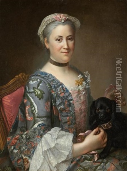 Portrait Of Madame Geoffrin Oil Painting - Donat Nonotte